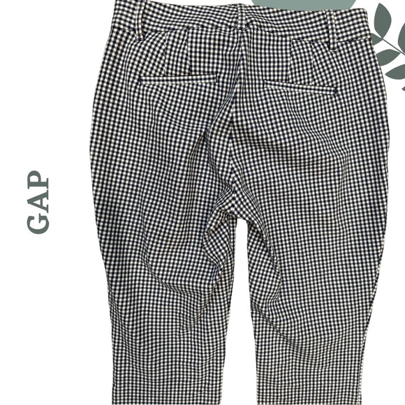 🛍️3/$40 GAP Navy Blue and White Checkered Pants Ankle Length Size 6 - Picture 5 of 6